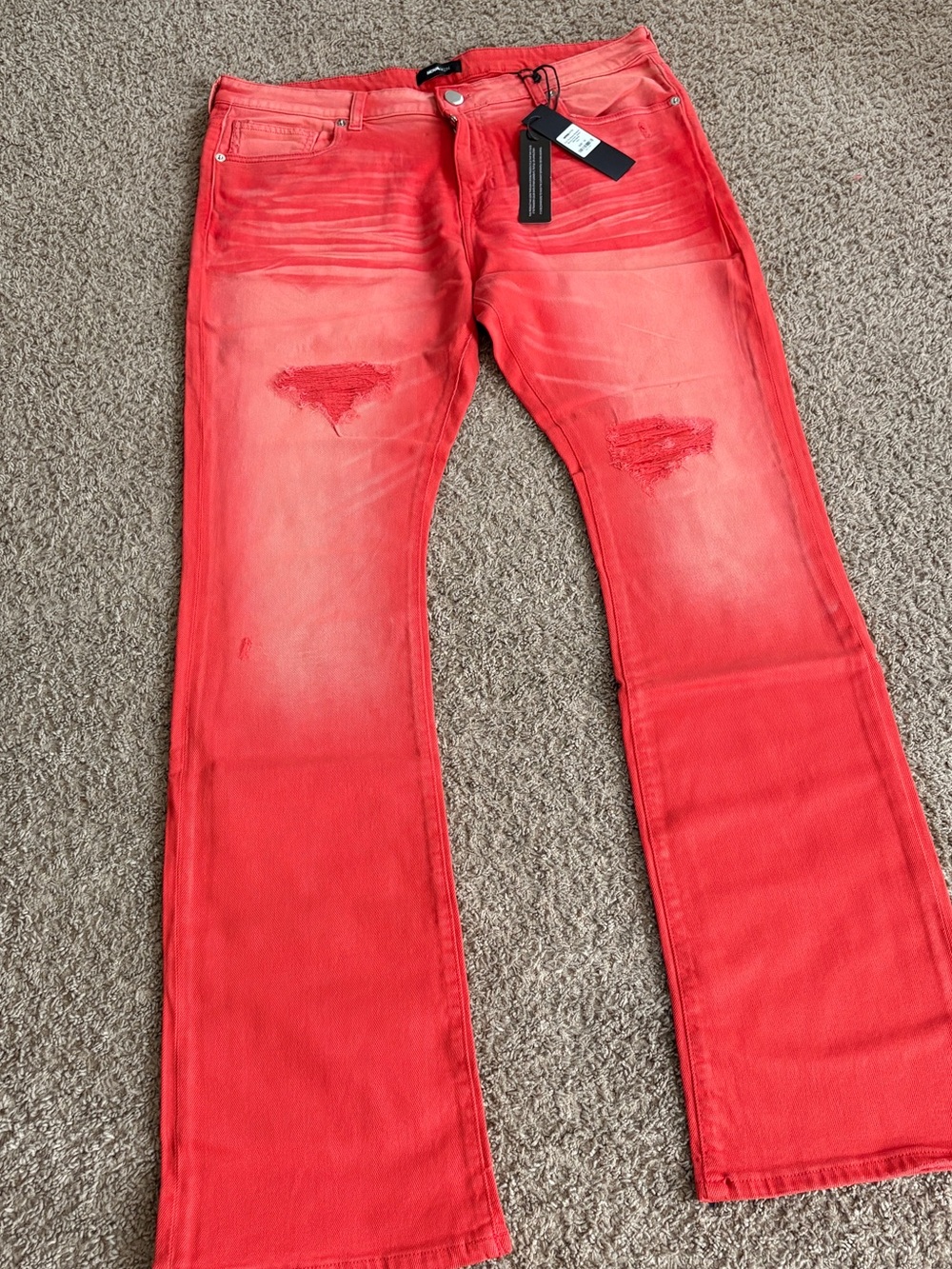Fashion Nova Men’s Red Distressed Jeans